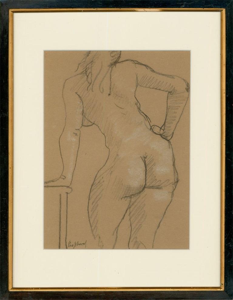 Unknown Nude - Sydney H. Shepherd (1909-1993) - Framed Charcoal Drawing, Female Figure Study