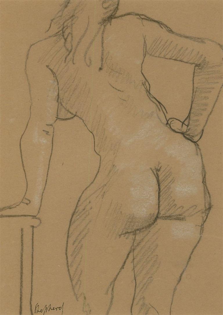 Sydney H. Shepherd (1909-1993), dessin au fusain encadré, étude de figure féminine - Art de Unknown