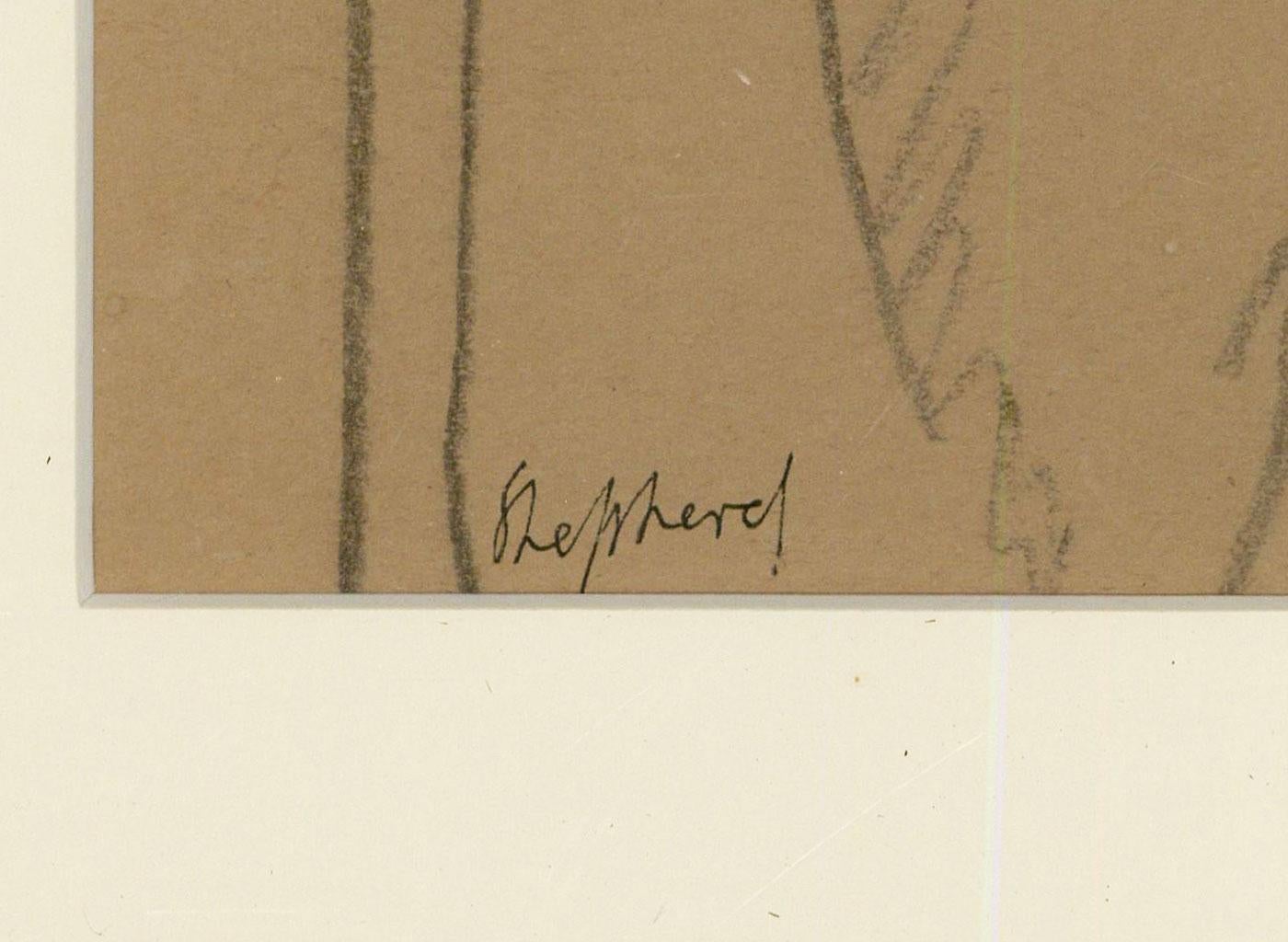 Sydney H. Shepherd (1909-1993), dessin au fusain encadré, étude de figure féminine en vente 1
