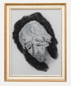 Vintage Frances Cohen Gillespie (1939-1998) - Charcoal Drawing, Deep Thinker