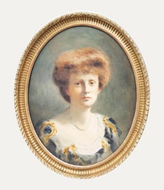 English School Spätes 19. Jahrhundert Aquarell - Porträt einer Dame