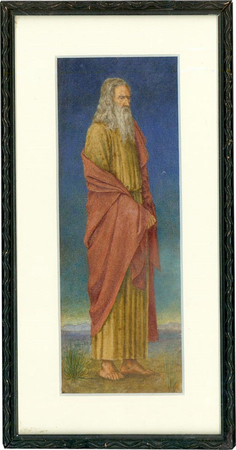 Unknown Portrait - Framed 19th Century Watercolour - The Hermit