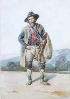 Attrib. Susan Vincent  - 19th Century Watercolour, Man in an Alpine Landscape