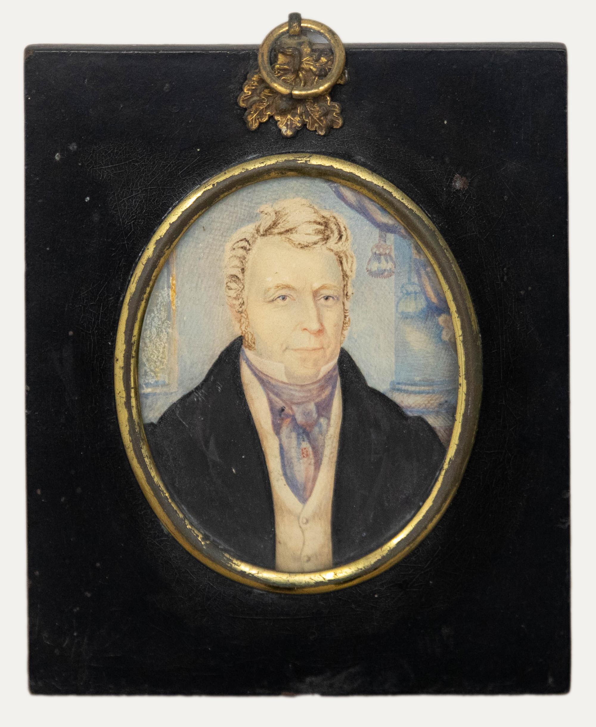 Unknown Portrait – Thomas Martin - 1835 Aquarell, Der Gentleman