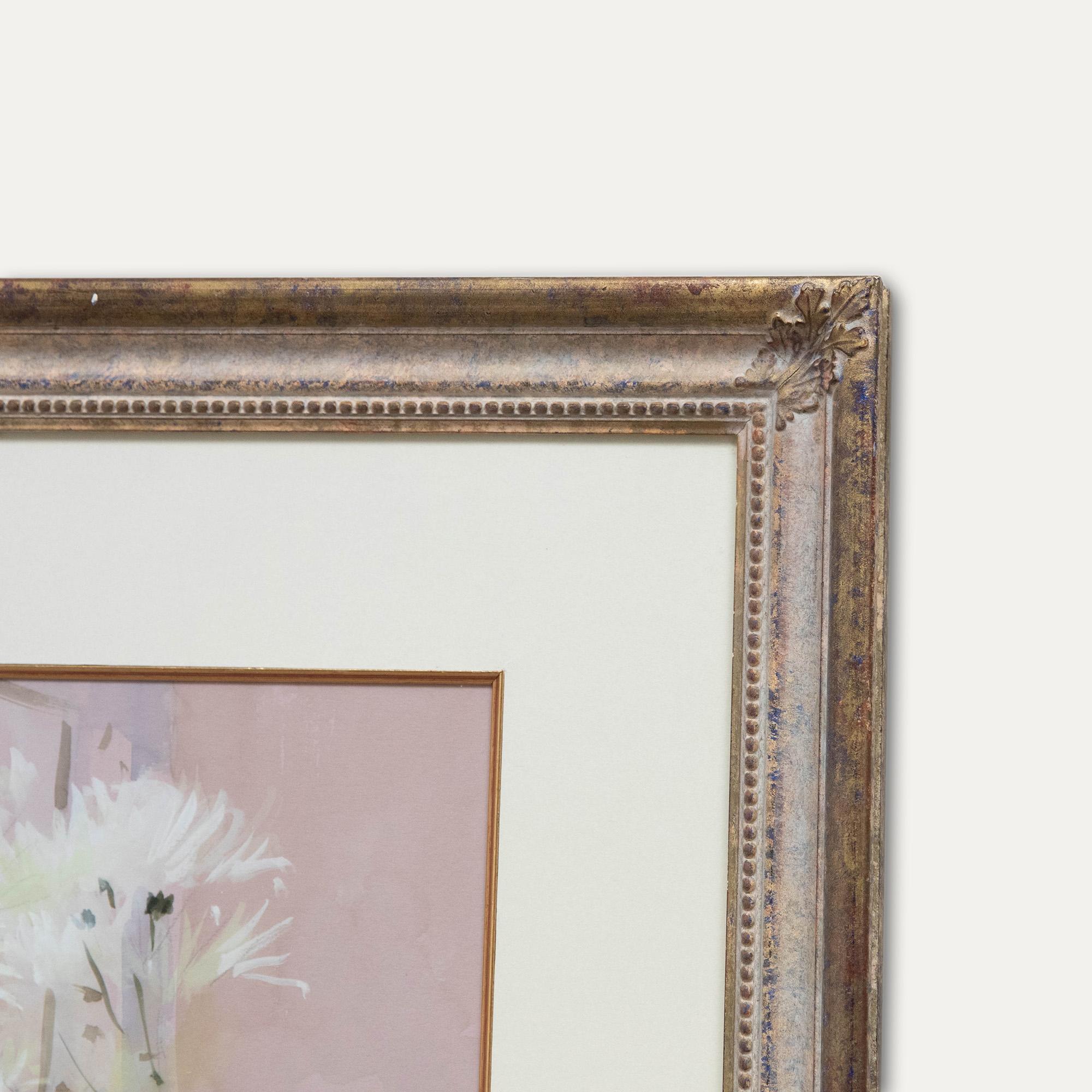Kim Page - Framed Contemporary Watercolour, Still Life of White Lilies For Sale 1