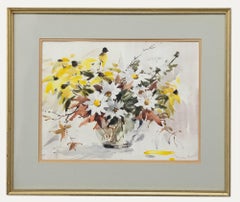 Marjorie Best (1903-1997) - Watercolour, Still Life of Flowers in a Glass Jug