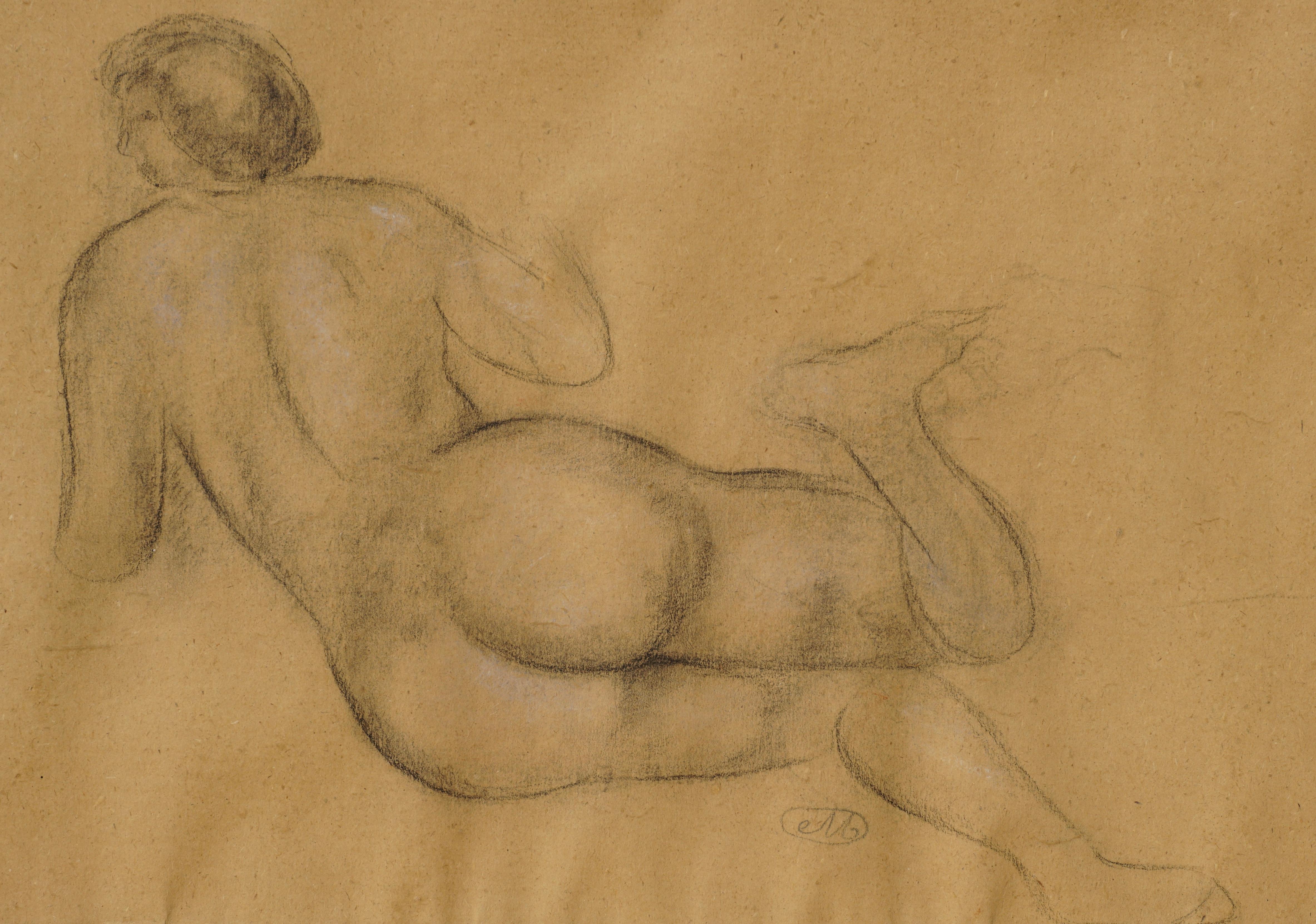 Aristide Maillol Charcoal Drawing “Nu De Dos” For Sale 5