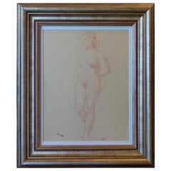 Vintage Aristide Maillol Original Sanguine Nude Drawing, 1950s