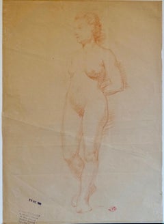 Aristide Maillol Original Sanguine Nude Drawing, 1950s