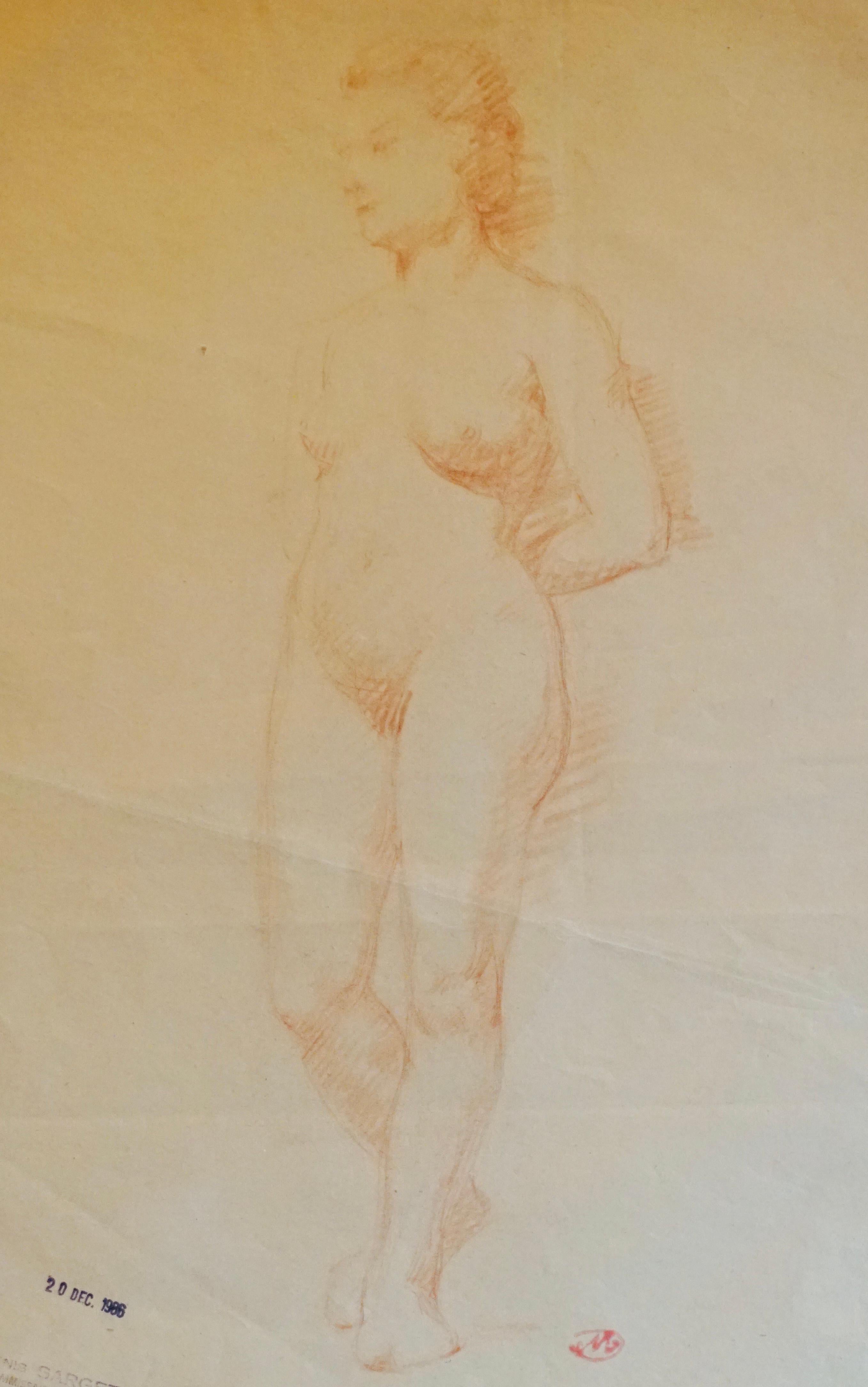 Aristide Maillol Dessin original de nu sanguin, années 1950 en vente 2