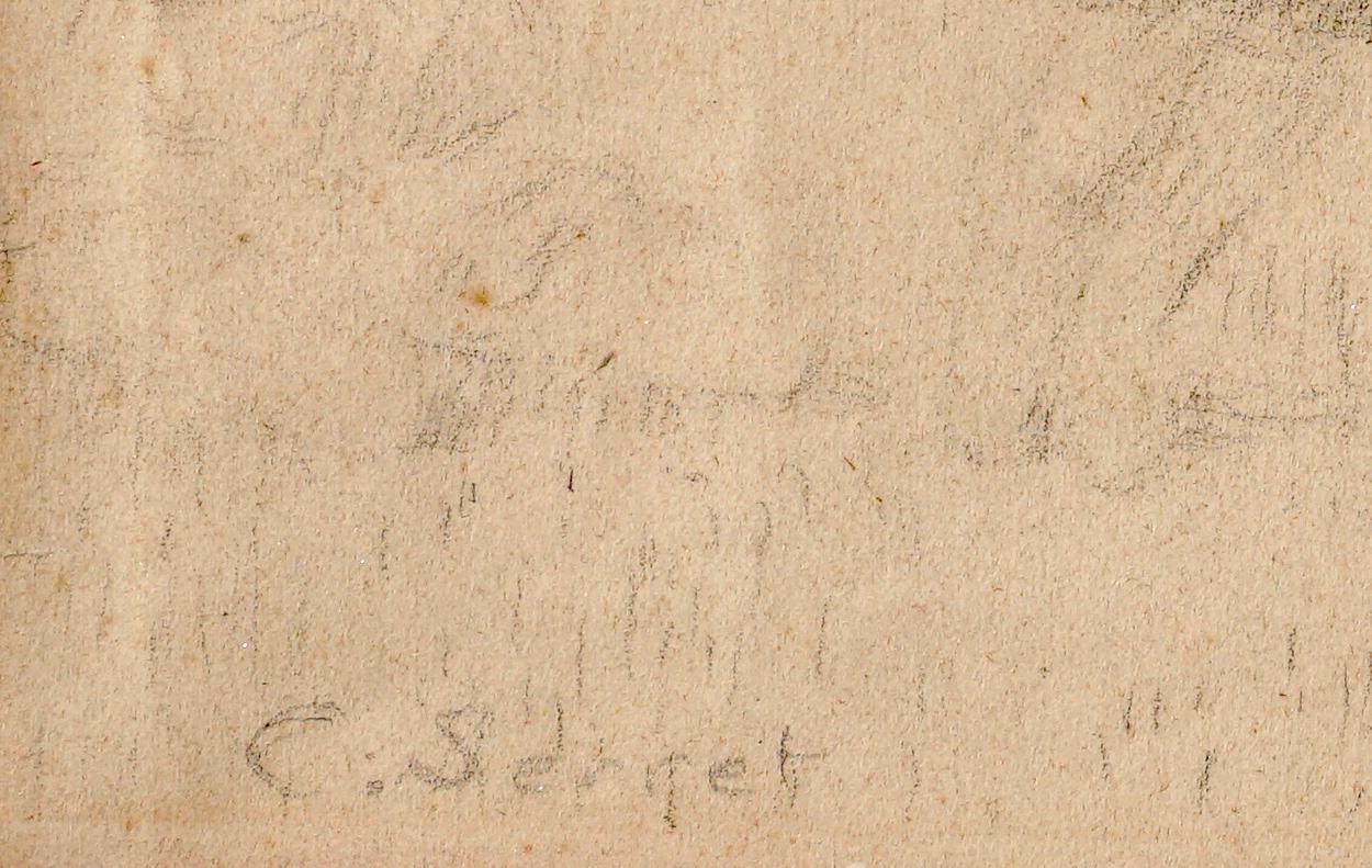 Charles Emmanuel Serret 'FR 1824-1900' Two Drawings of Children Playing For Sale 2