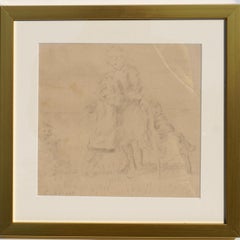 Charles Emmanuel Serret 'FR 1824-1900' Due disegni di bambini che giocano