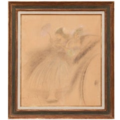 Pastel sur papier de Louis Icart, français, 1888-1950, Ladies in a Carriage