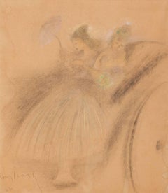 Louis Icart, French, 1888-1950 Ladies in a Carriage Pastel on Paper