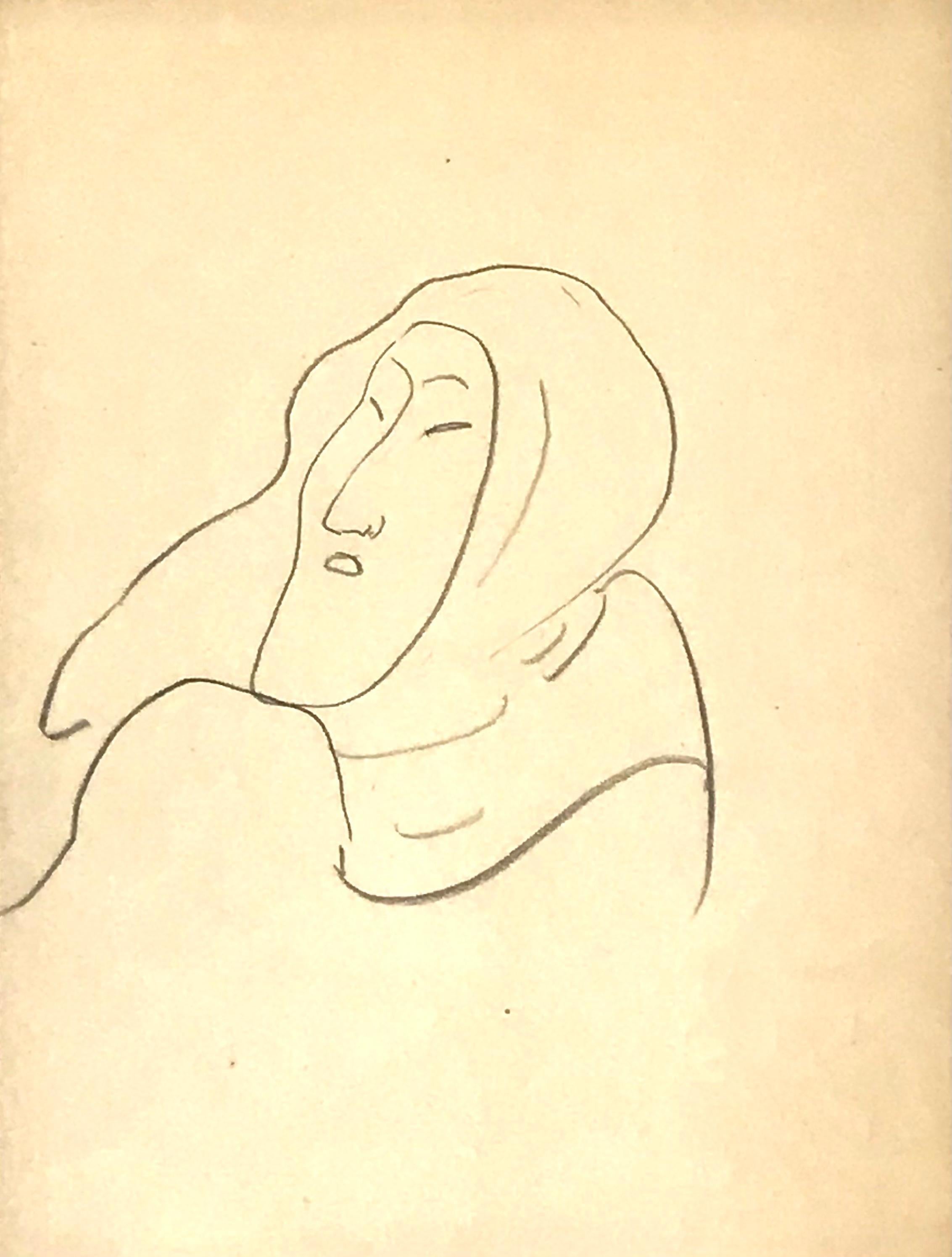 Henri Matisse Drawing Masque D'eskimo Crayon For Sale 3