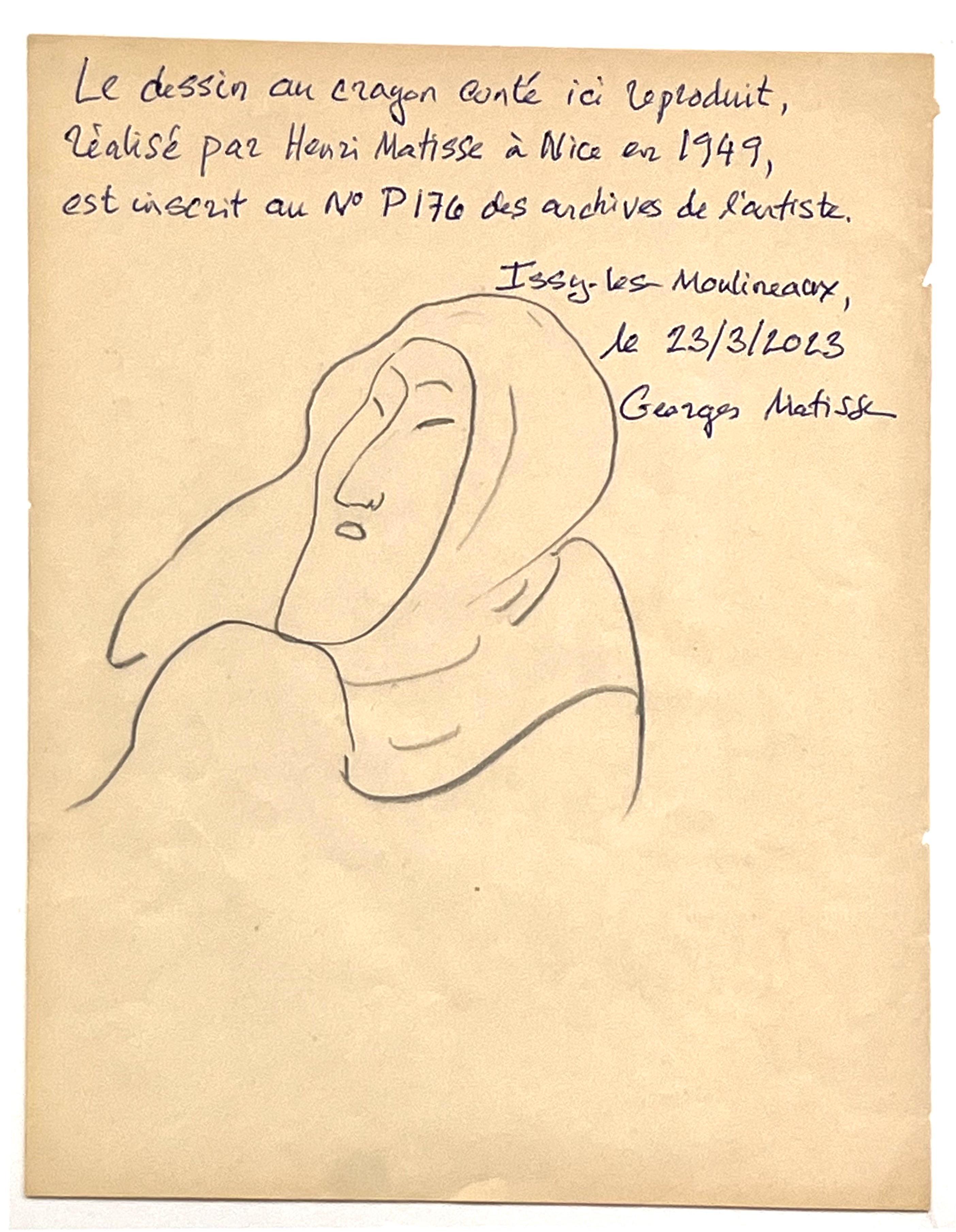 Henri Matisse-Zeichnung, Masque D'eskimo-Kreide im Angebot 7