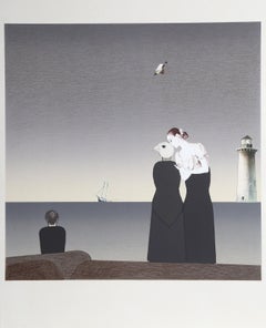 Vintage Peter Grimes (Will Barnet Print with Collage), Lithograph with Paper Collage