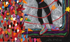 Atlanta Olympics - Athlete with Ball, Pastel and Collage on Paper