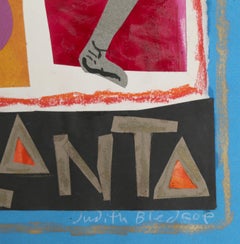 Atlanta Olympics - Swimming and Running, Pastel and Collage by Judith Bledsoe