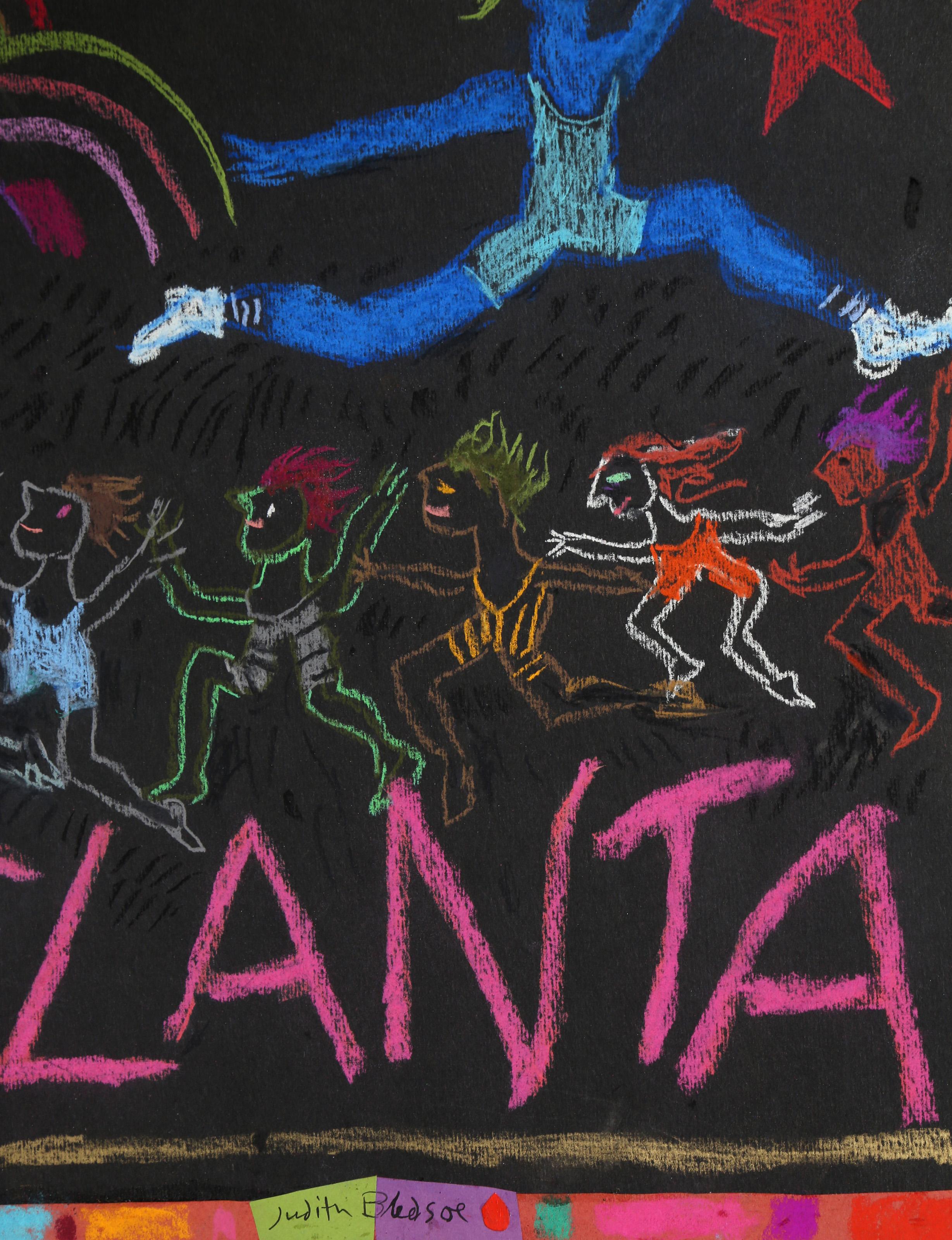 Atlanta Olympische Spiele - Sternathleten, Pastell und Collage auf Papier von Judith Bledsoe im Angebot 1