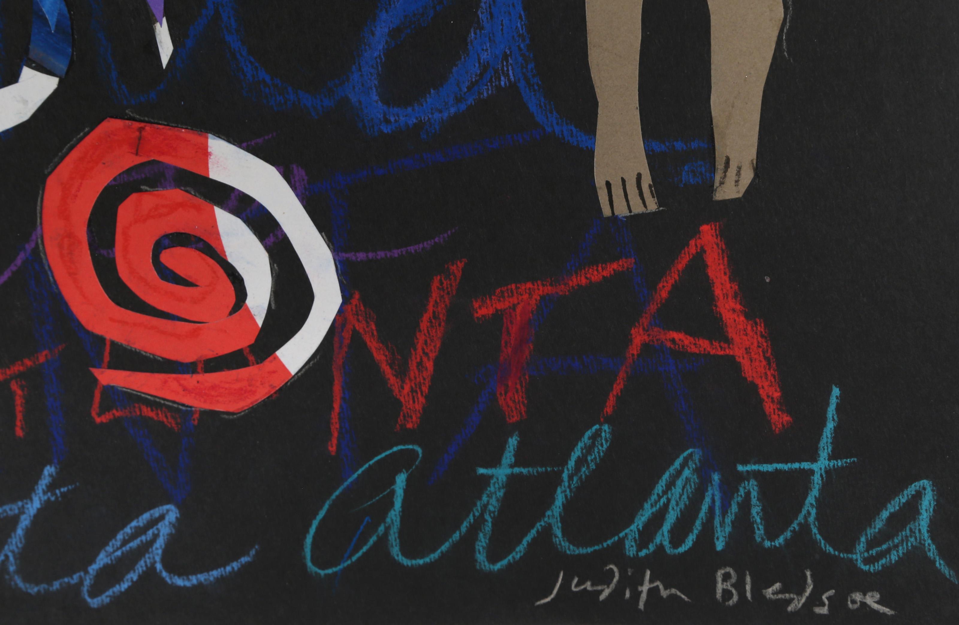 Atlanta Olympische Spiele - Track and Field, Pastell und Collage auf Papier (Volkskunst), Art, von Judith Bledsoe