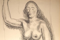 Female Nude, Graphite Drawing on Paper by Moses Soyer