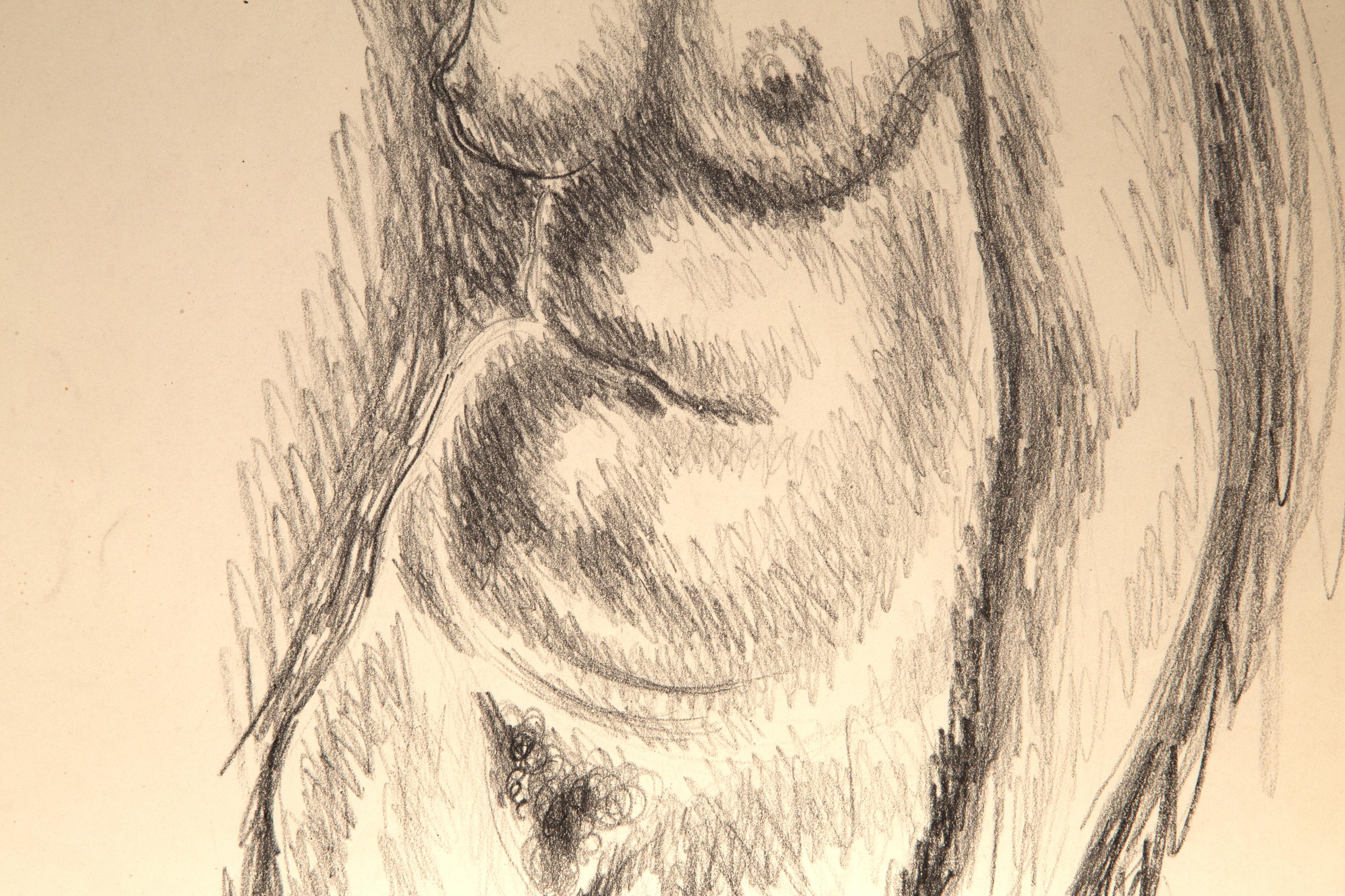 Female Nude, Graphite Drawing on Paper by Moses Soyer For Sale 2