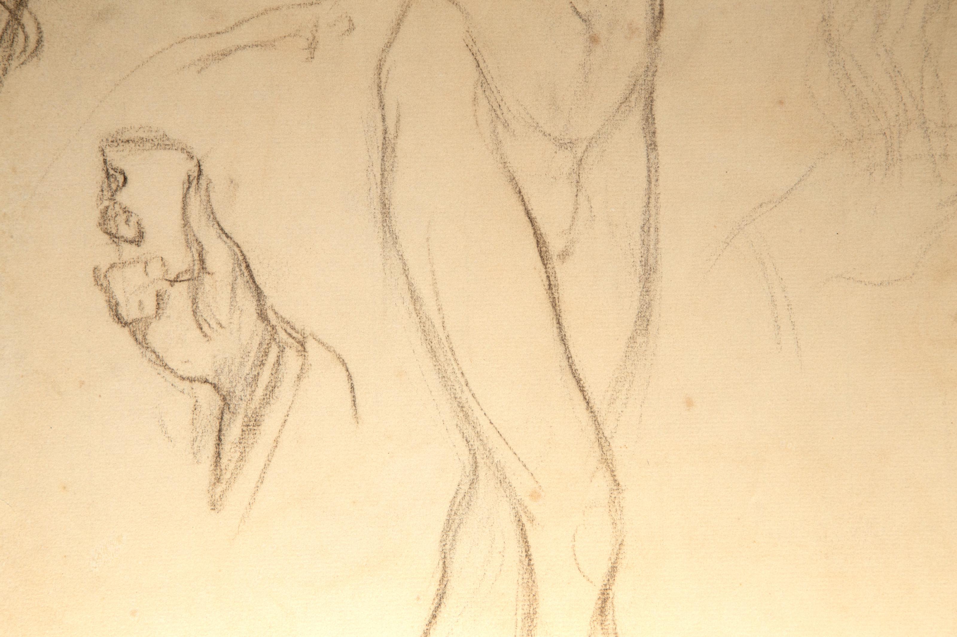 Double-Sided Anatomy Drawings, Double-sided Graphite drawing on paper - Modern Art by Moses Soyer