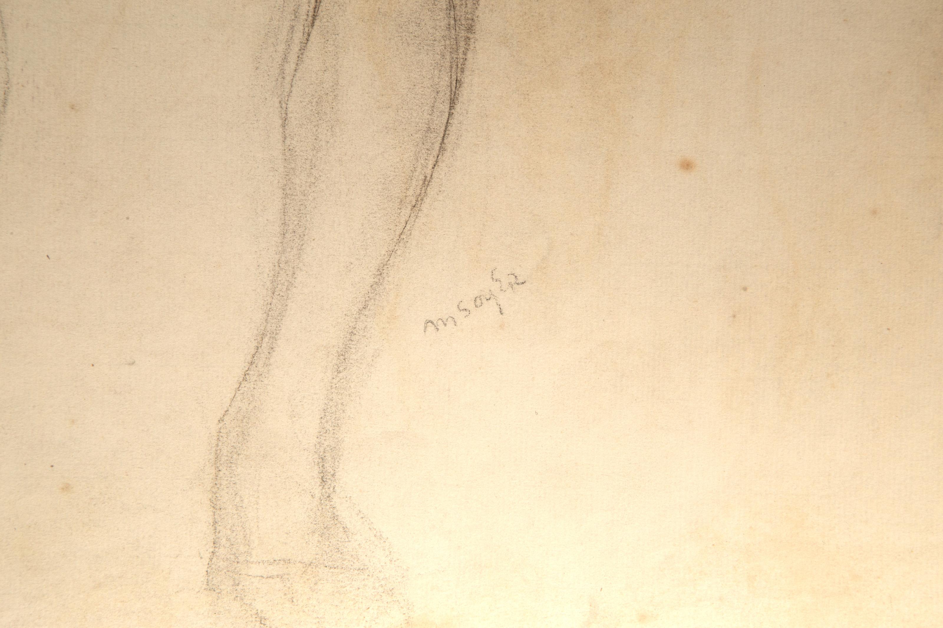 Double-Sided Anatomy Drawings, Double-sided Graphite drawing on paper For Sale 1