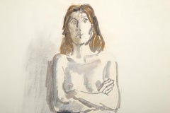Nude Figure, Watercolor and Graphite on Paper by Raphael Soyer