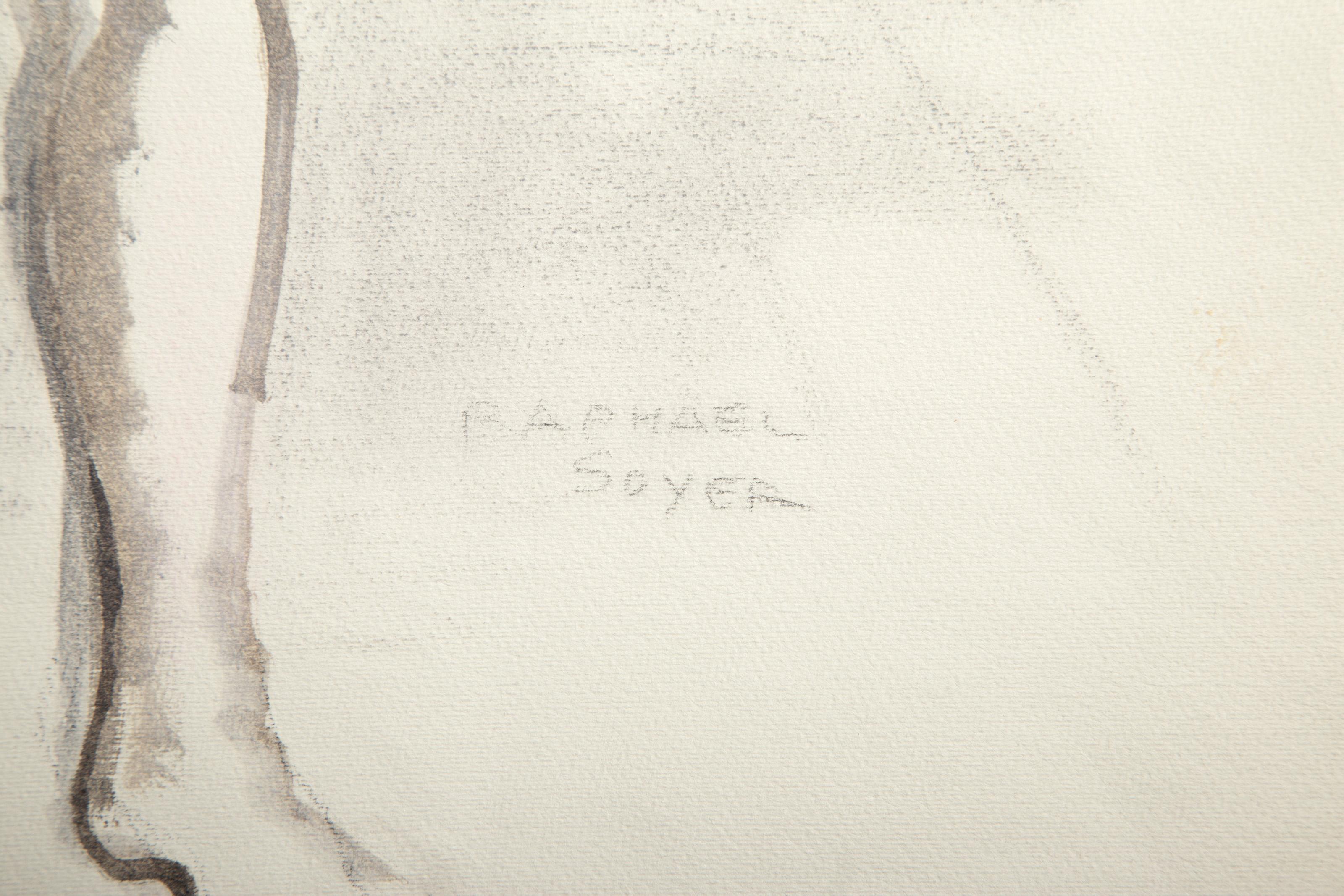 Figure nue, aquarelle et graphite sur papier de Raphael Soyer en vente 4