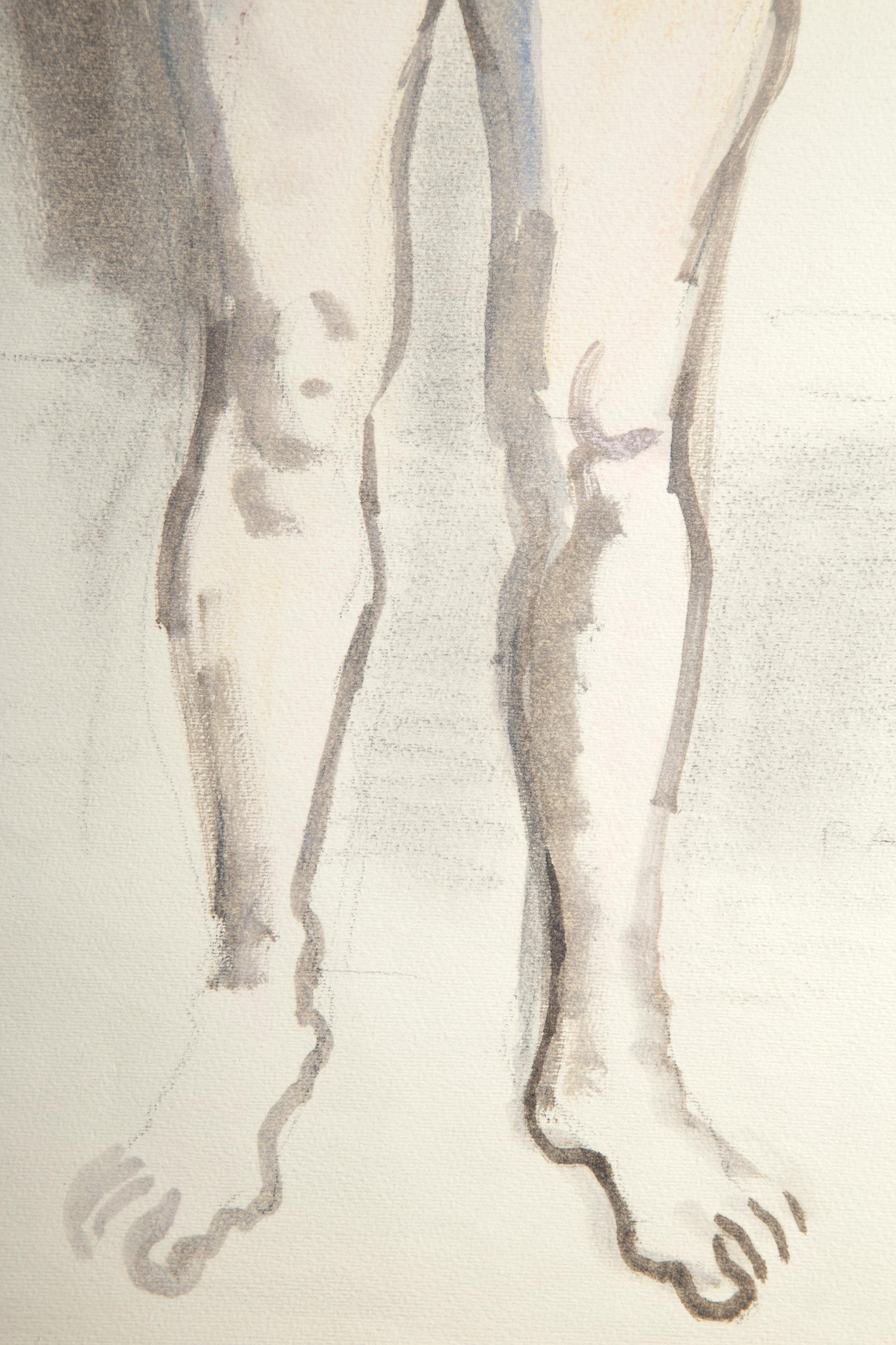 Figure nue, aquarelle et graphite sur papier de Raphael Soyer en vente 2