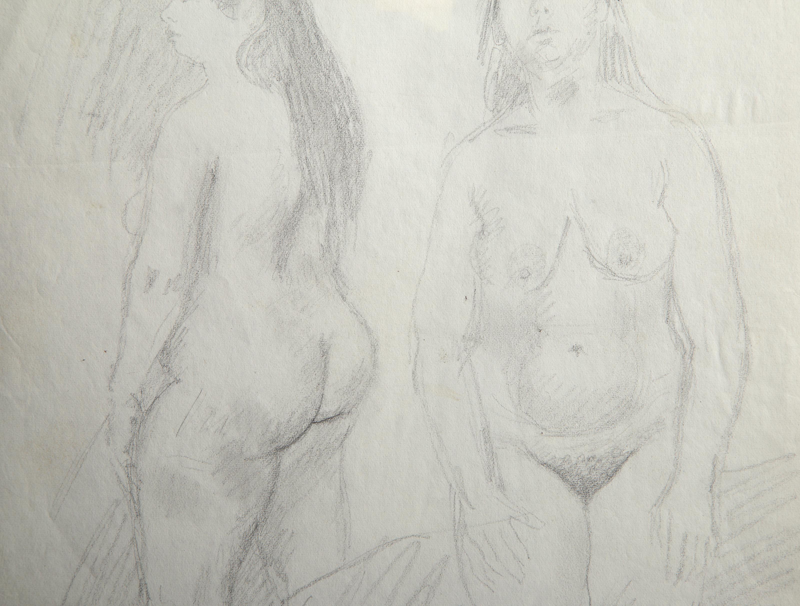 Nude Study, Graphite on Paper by Raphael Soyer For Sale 1