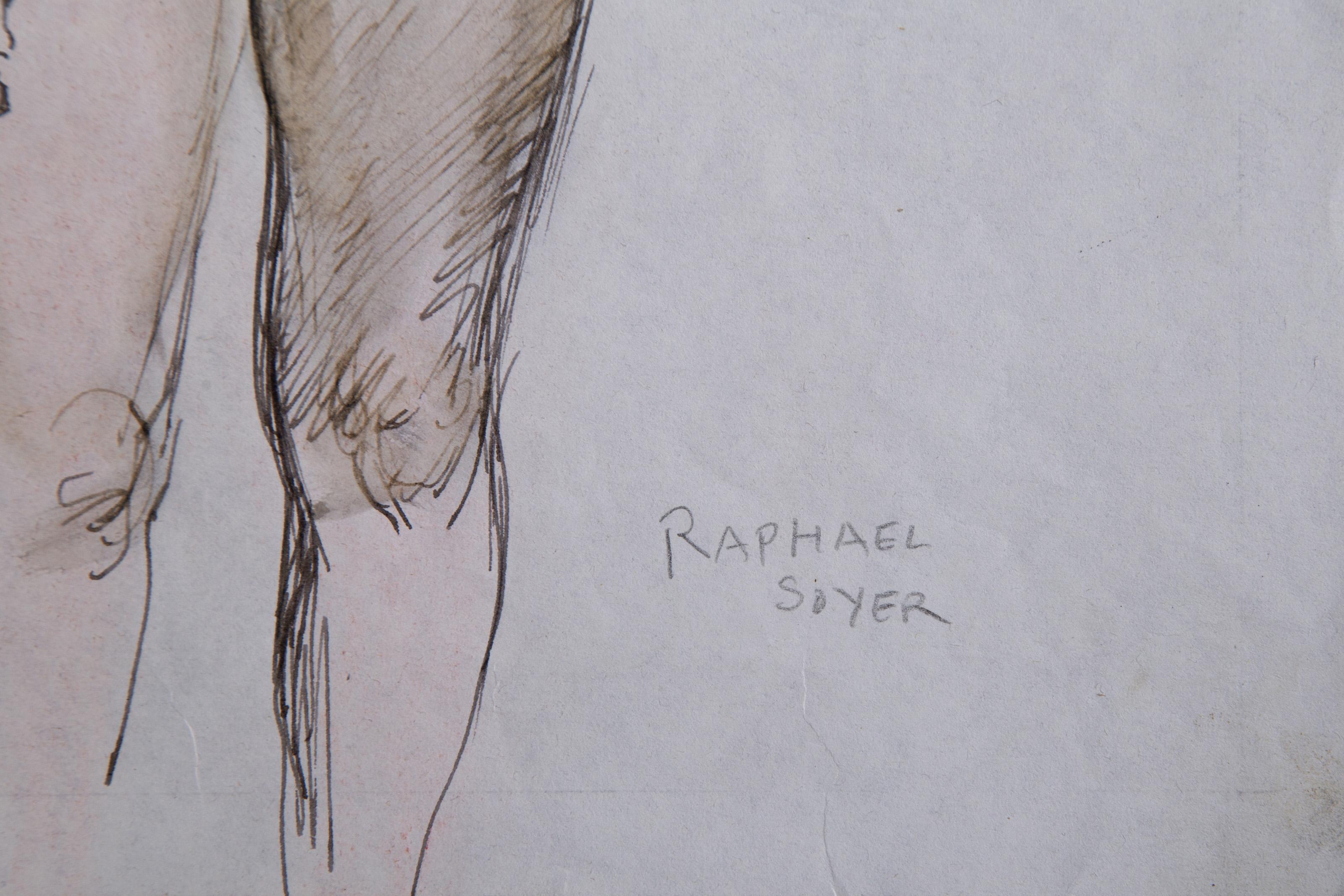 Étude I, encre et aquarelle de Raphael Soyer en vente 1