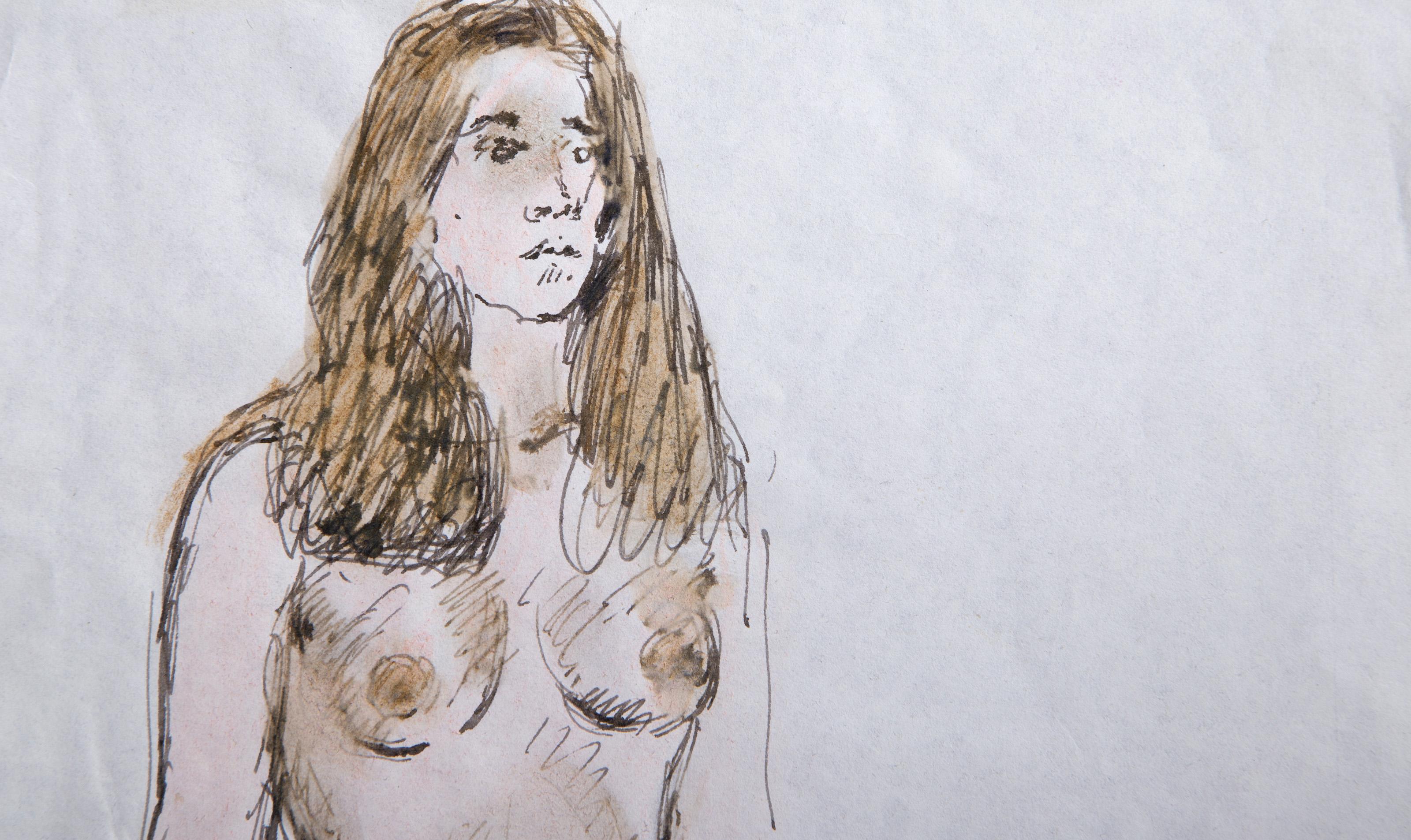 Nude Study I, Ink and Watercolor by Raphael Soyer For Sale 2