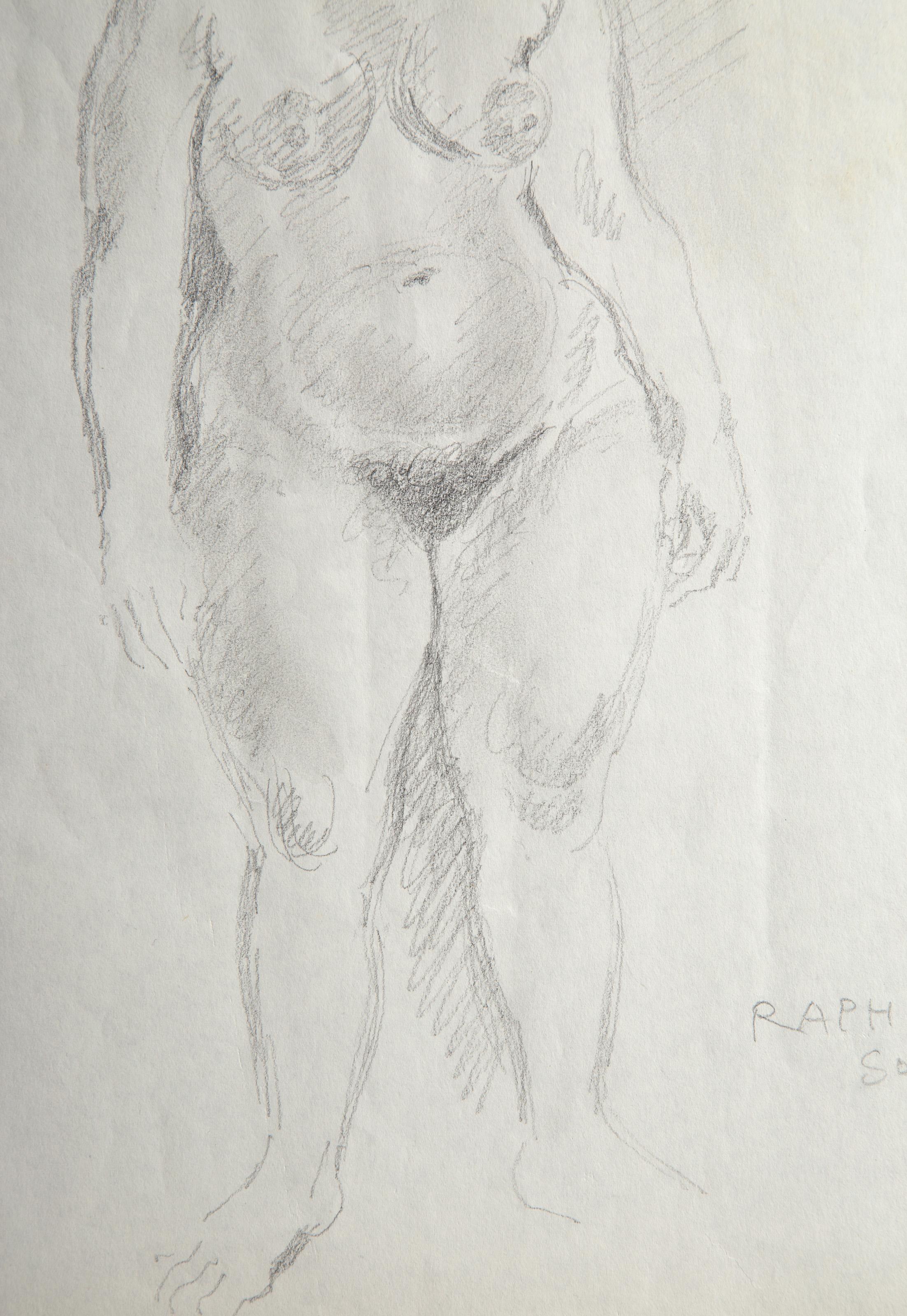 Nude Study II, Graphite on Paper by Raphael Soyer For Sale 2