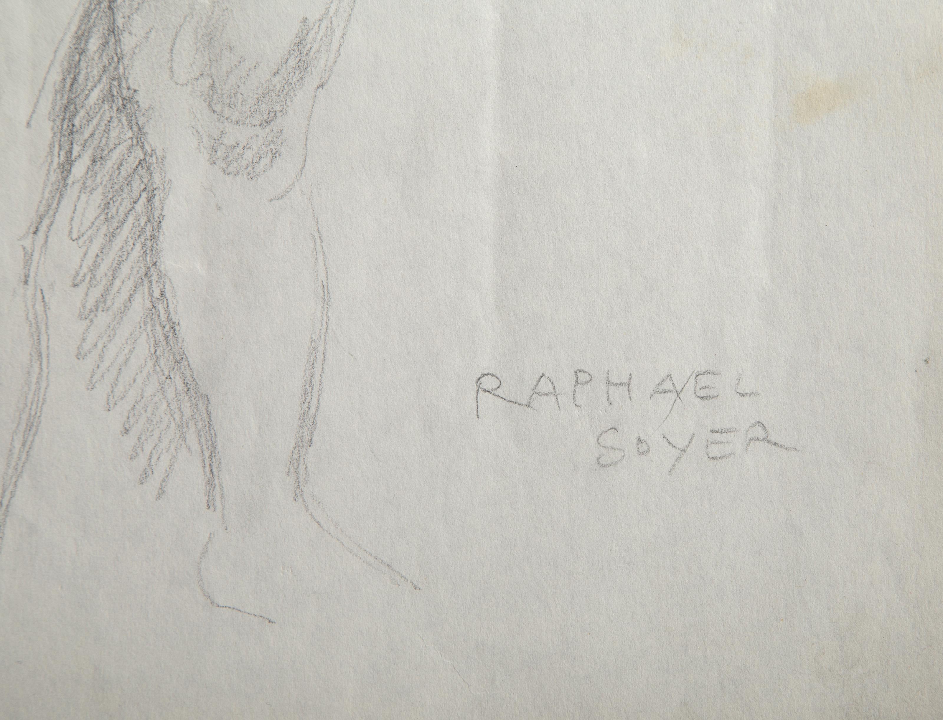 Nude Study II, Graphite on Paper by Raphael Soyer For Sale 3