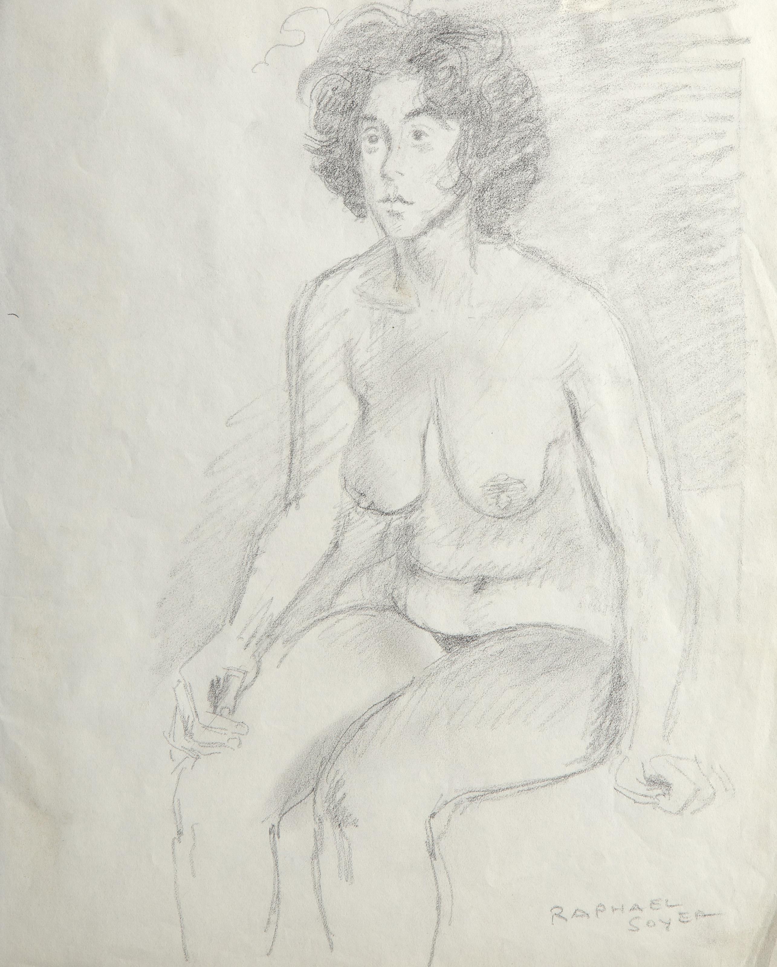 Raphael Soyer, Russian/American (1899 - 1987) -  Sitting Woman. Medium: Graphite on Paper, signed in pencil, Size: 12.5 x 10 in. (31.75 x 25.4 cm) 