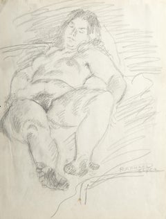 Sleeping Woman, Graphite on Paper by Raphael Soyer