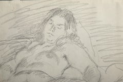 Sleeping Woman, Modern Graphite Drawing on Paper by Raphael Soyer