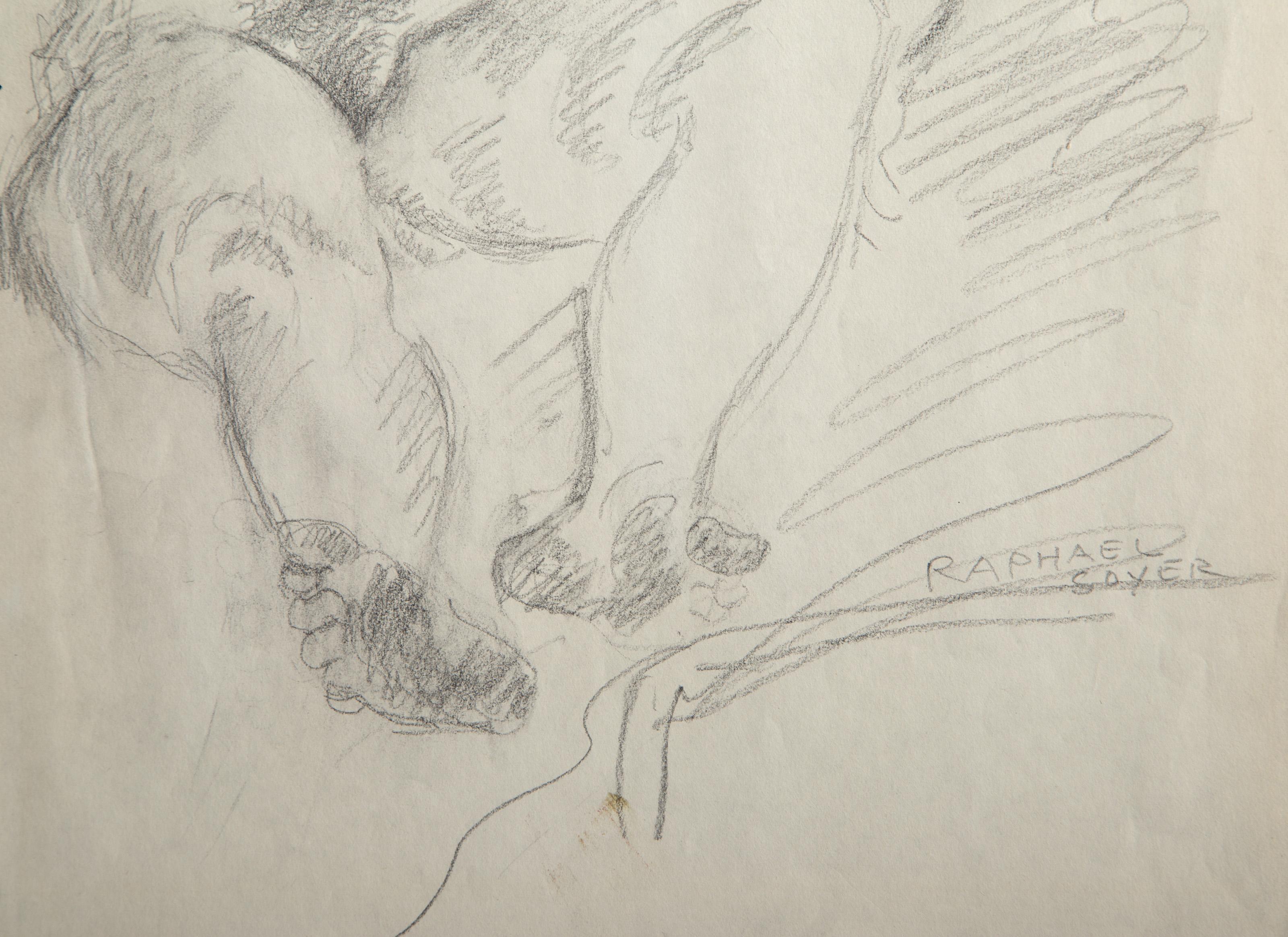 Sleeping Woman, Modern Graphite Drawing on Paper by Raphael Soyer For Sale 3