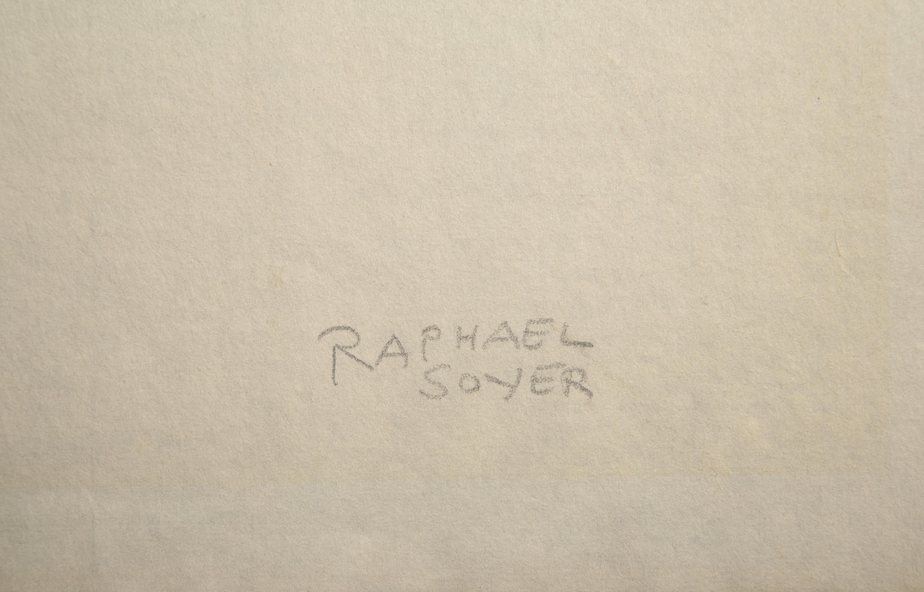 Lounging Figure, Graphite and Pastel on Paper Drawing by Raphael Soyer For Sale 3
