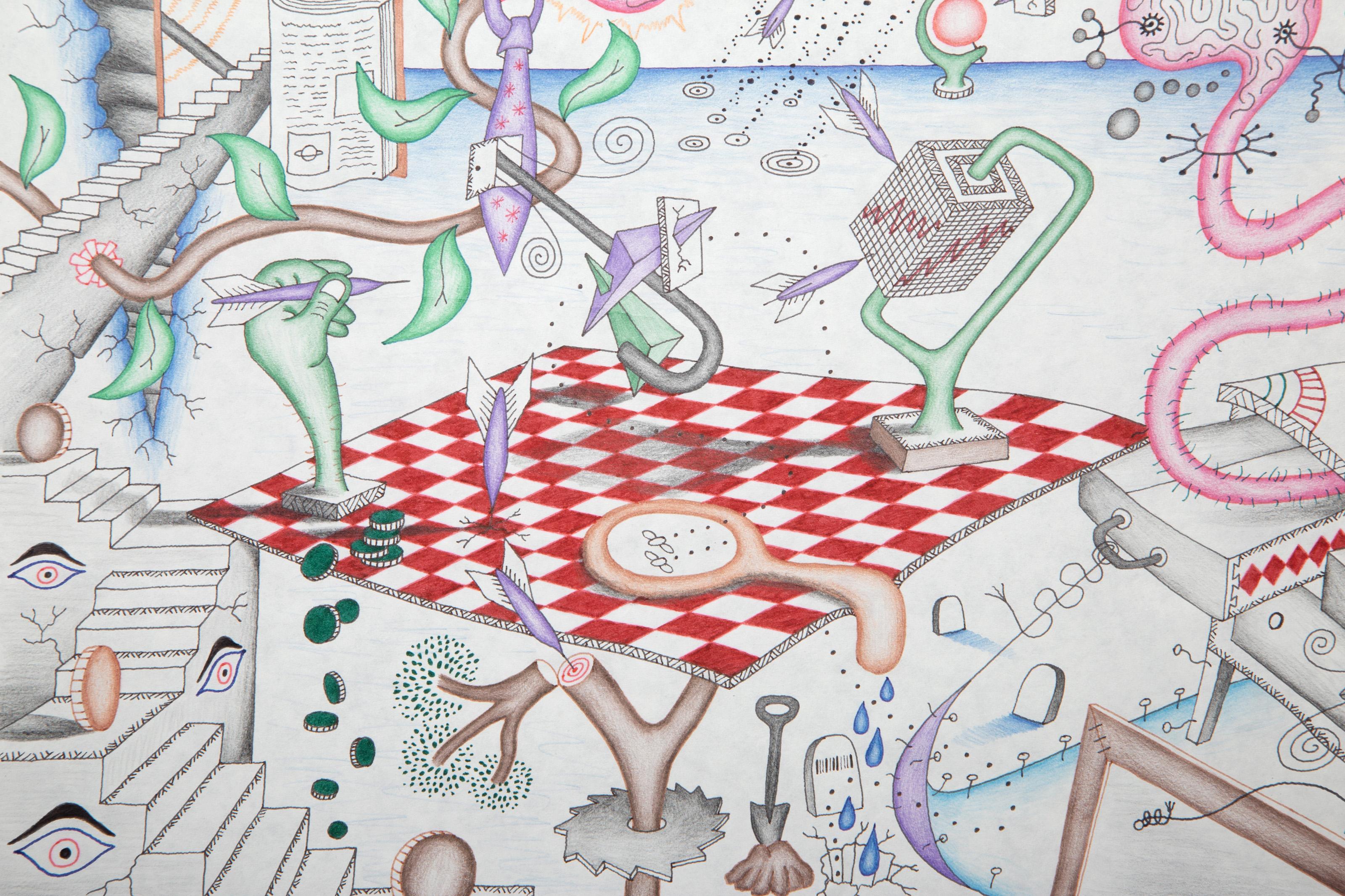 The Discovery of Superconductive Trapdoor Economics, Drawing by Kevin Varner For Sale 2
