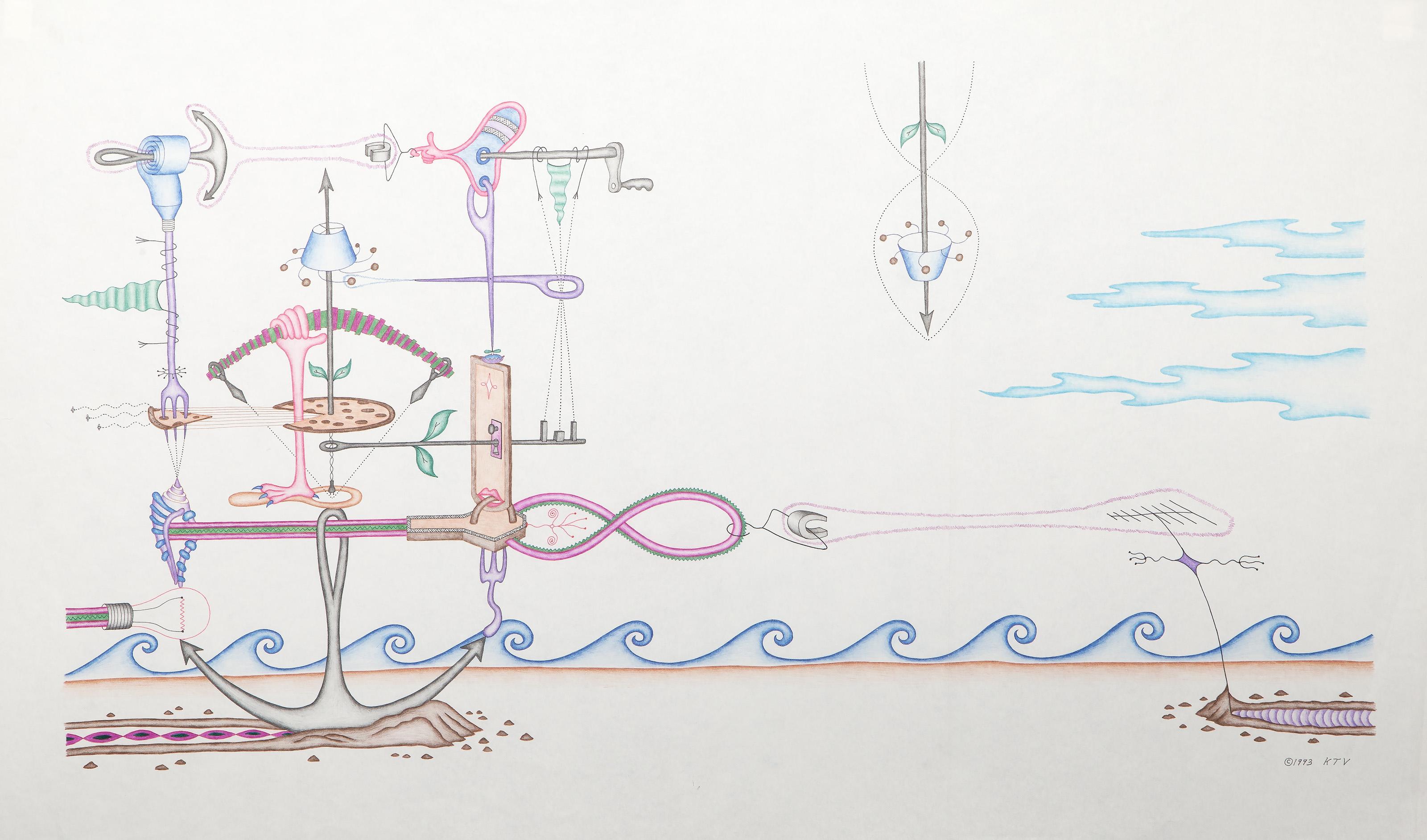 Pizza Delivery To Underground House, Surrealist Drawing by Kevin Varner