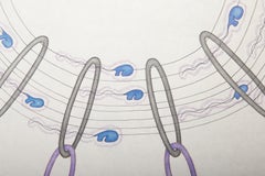 Torta primordiale, disegno surrealista a matita e inchiostro su carta di Kevin Varner