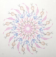 Le centre de la gravité, crayon de couleur et encre sur papier  par Kevin Varner