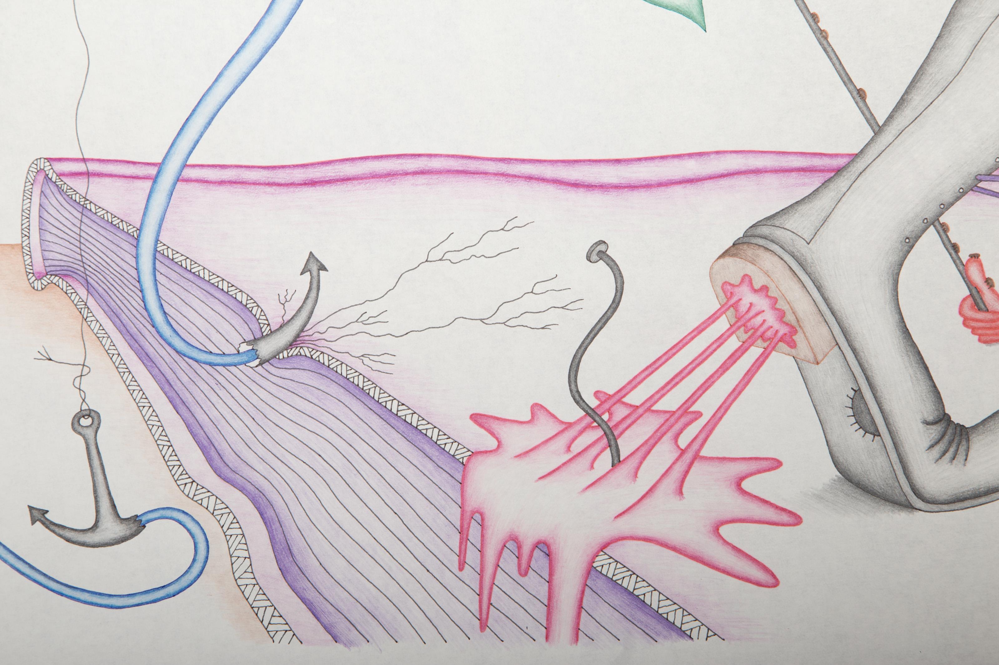 The Inner Child at the Edge of Extinction, Surreal Drawing by Kevin Varner For Sale 2
