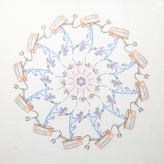Chain Letters with Elvis Stamps, Surreal Pencil and Ink Drawing by Kevin Varner