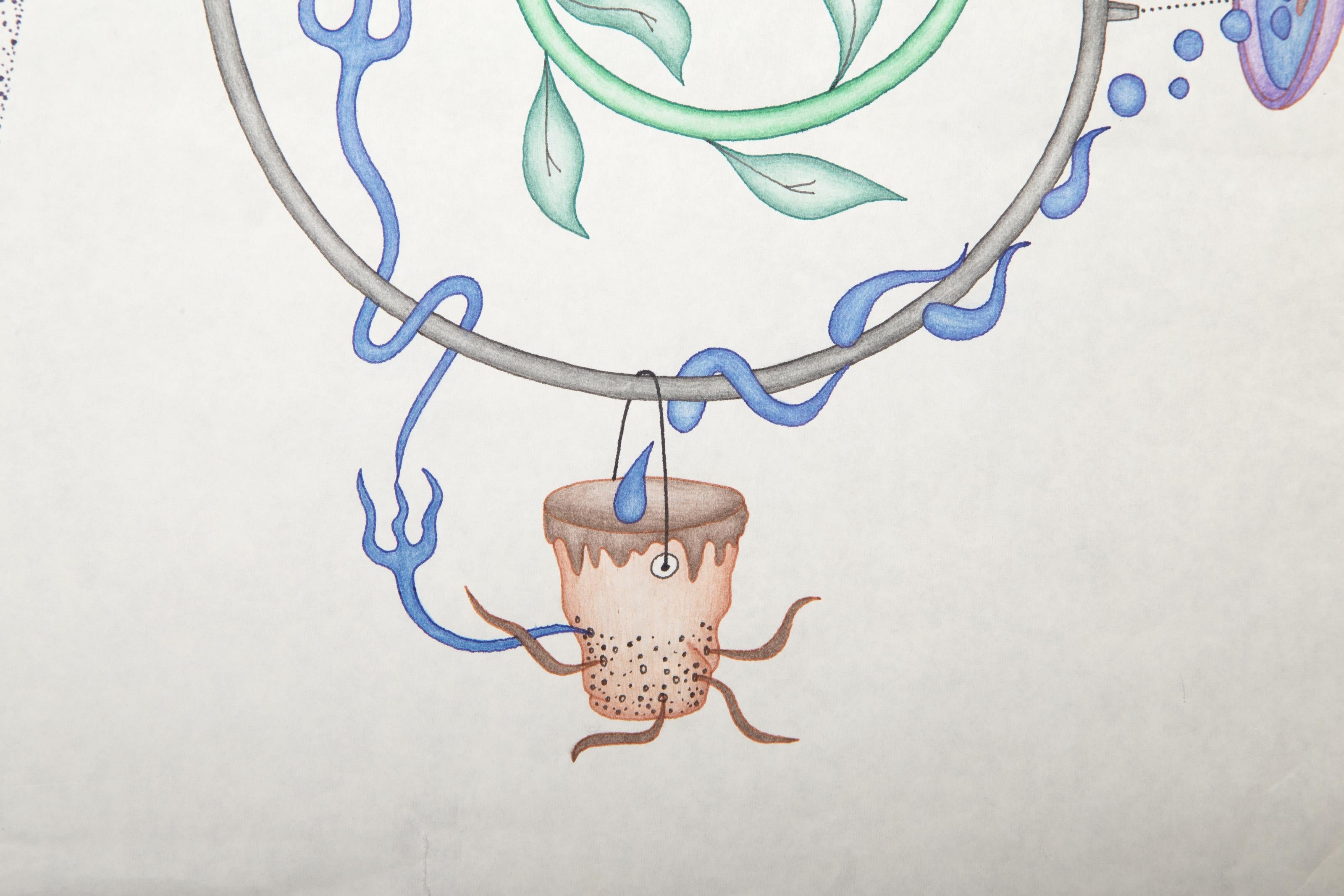 Harmonic Convergence, Surrealist Color Pencil and Ink Drawing by Kevin Varner For Sale 3