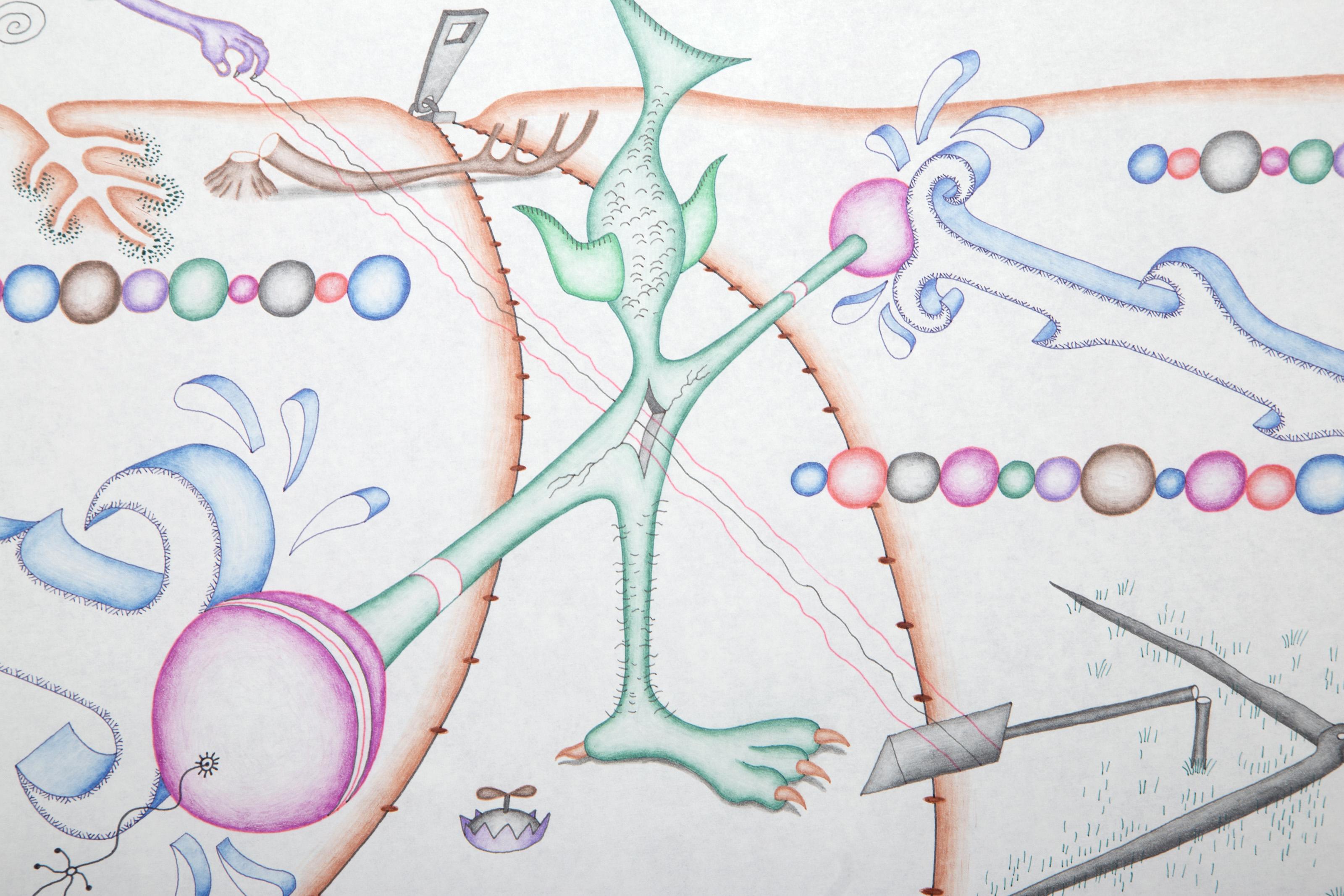 Petrified Sludge Supercollider, Color Pencil and Ink on Paper by Kevin Varner For Sale 1